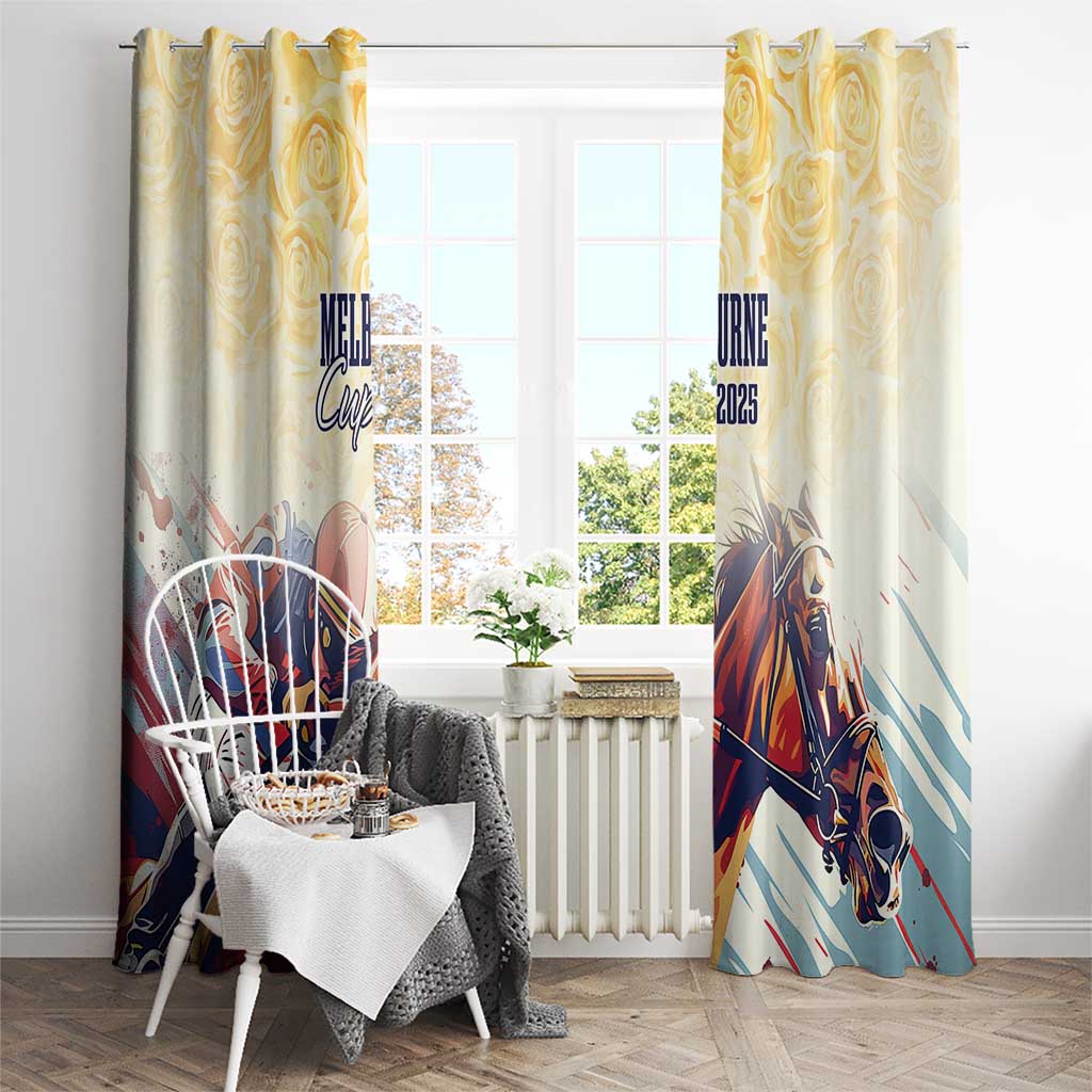 Melbourne Horse Racing Window Curtain Yellow Rose Champion - Wonder Print Shop