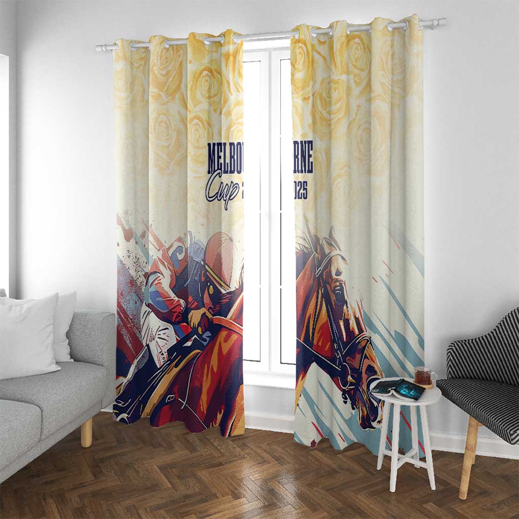 Melbourne Horse Racing Window Curtain Yellow Rose Champion - Wonder Print Shop