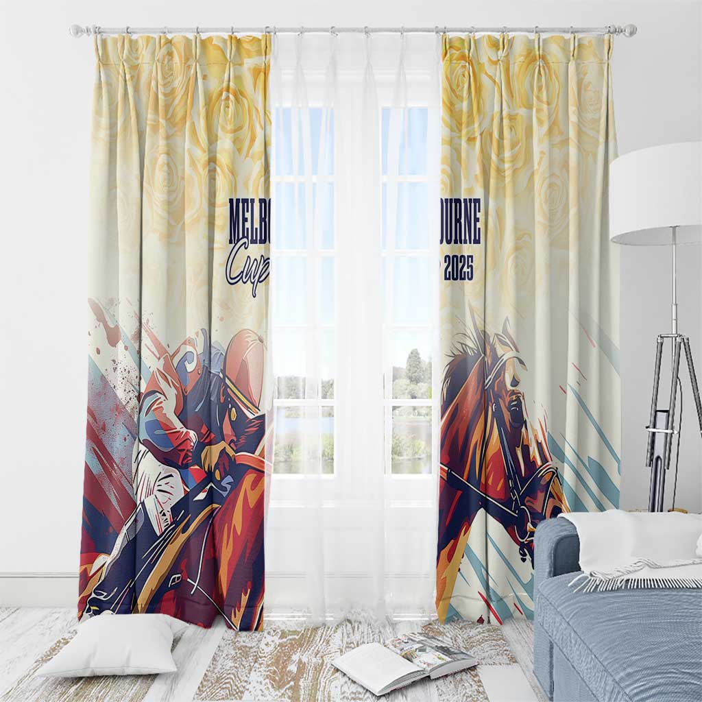 Melbourne Horse Racing Window Curtain Yellow Rose Champion - Wonder Print Shop