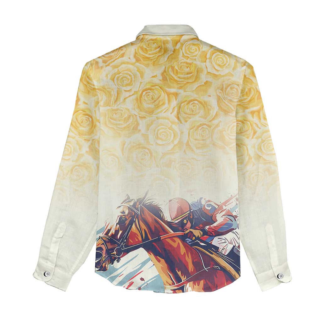 Melbourne Horse Racing Women Casual Shirt Yellow Rose Champion - Wonder Print Shop