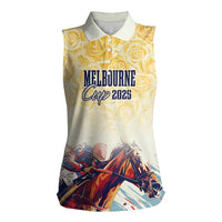 Melbourne Horse Racing Women Sleeveless Polo Shirt Yellow Rose Champion - Wonder Print Shop