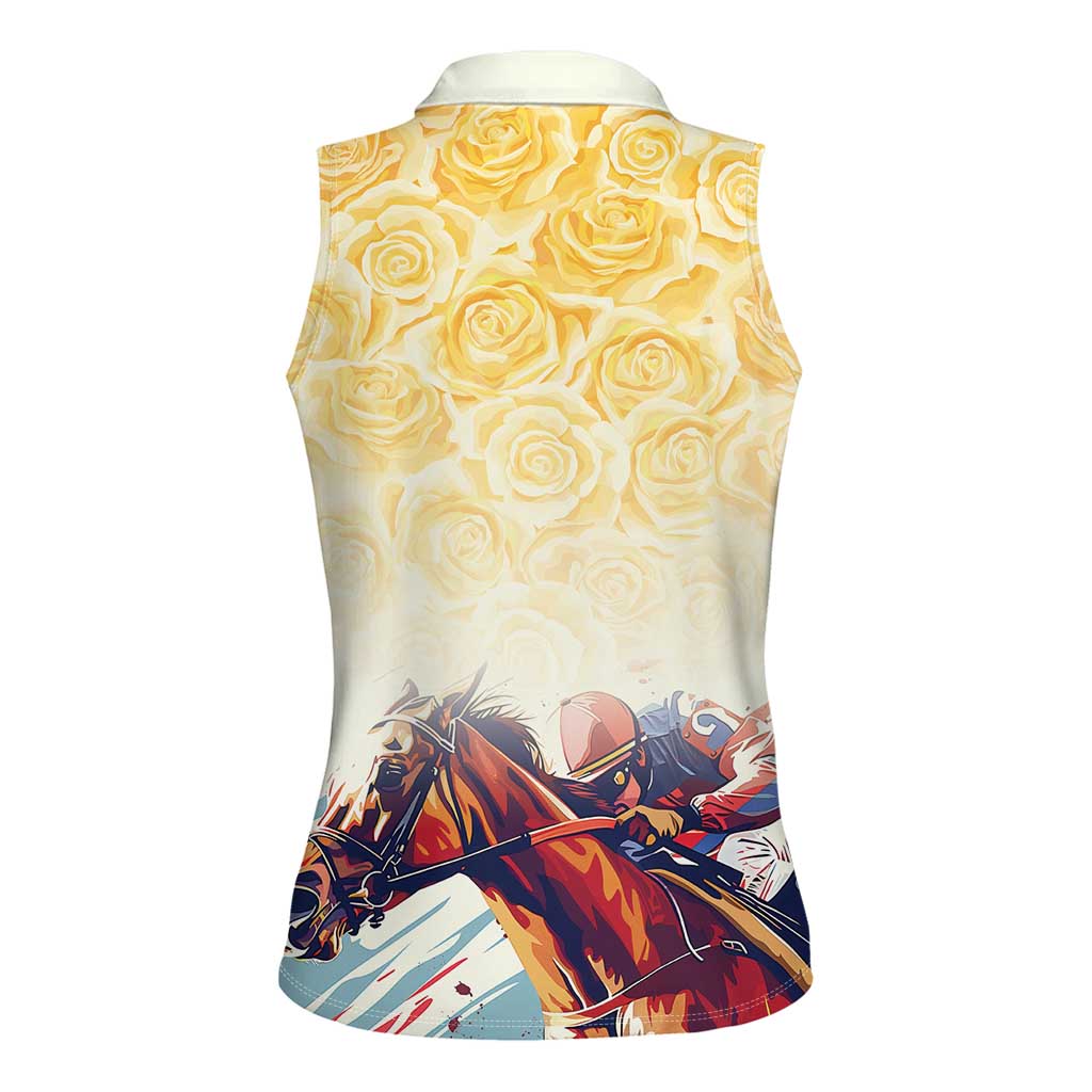 Melbourne Horse Racing Women Sleeveless Polo Shirt Yellow Rose Champion - Wonder Print Shop