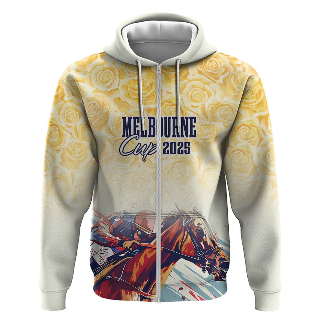Melbourne Horse Racing Zip Hoodie Yellow Rose Champion - Wonder Print Shop