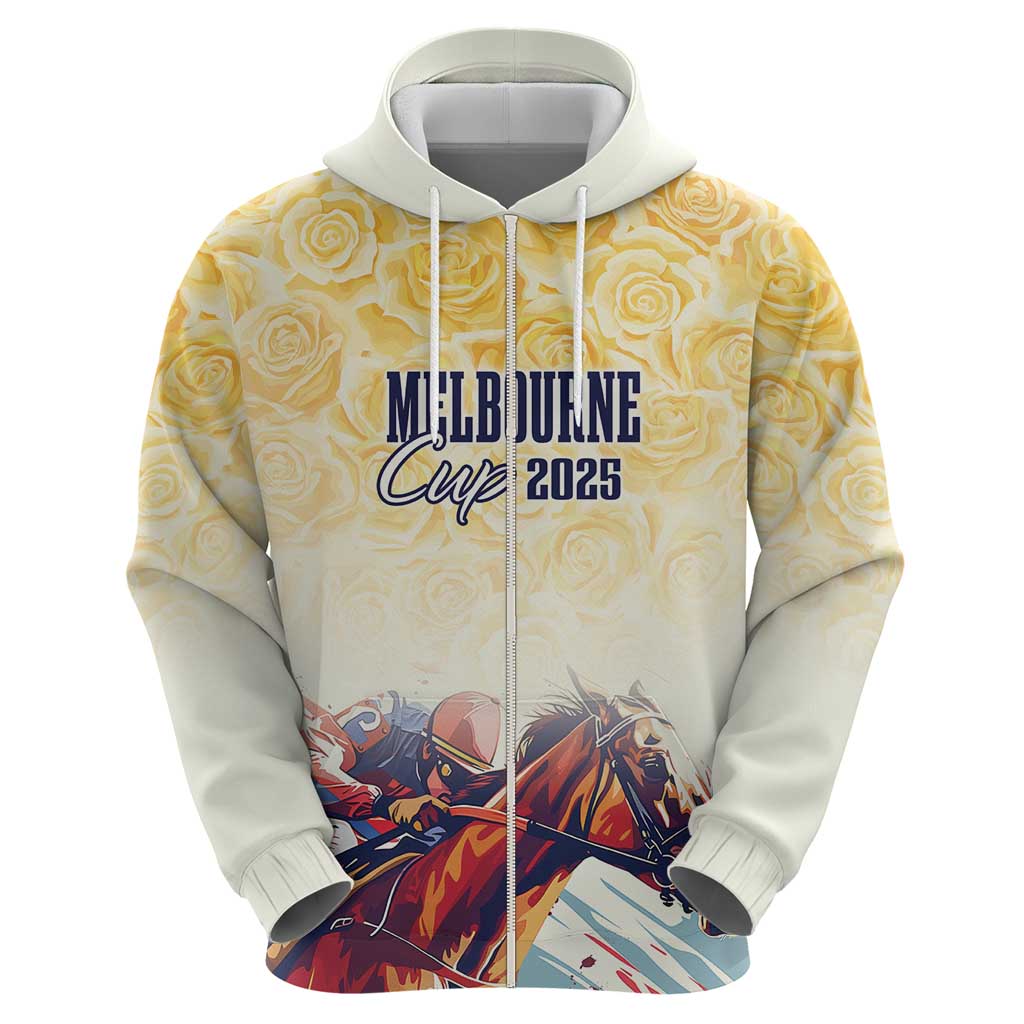 Melbourne Horse Racing Zip Hoodie Yellow Rose Champion - Wonder Print Shop