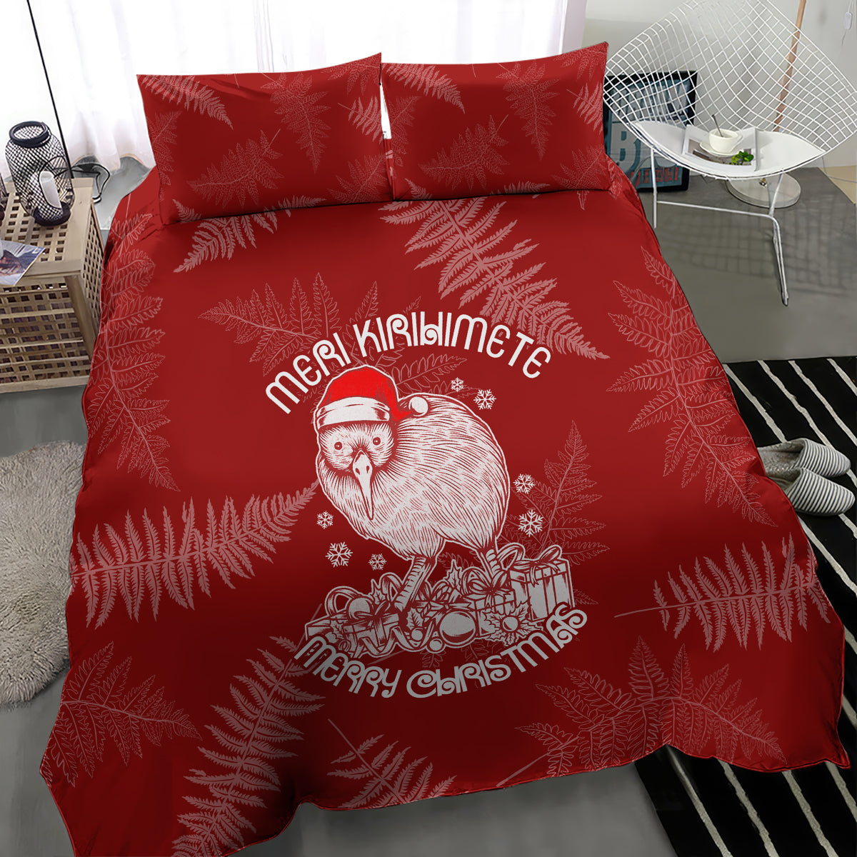 New Zealand Christmas Bedding Set Silver Fern Mix Kiwi Bird Ver01 LT7 - Wonder Print Shop