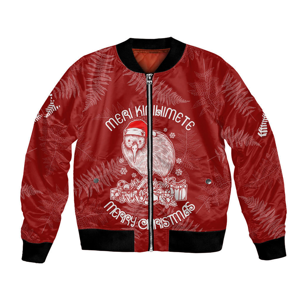 New Zealand Christmas Bomber Jacket Silver Fern Mix Kiwi Bird Ver01 LT7 - Wonder Print Shop