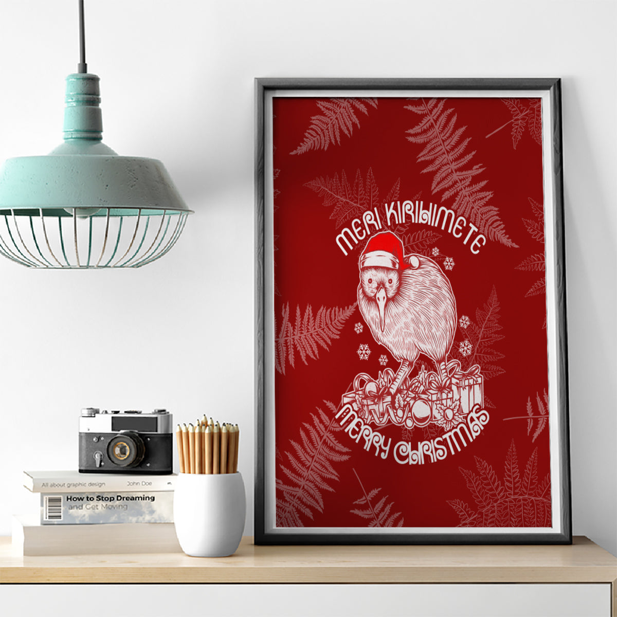 New Zealand Christmas Canvas Wall Art Silver Fern Mix Kiwi Bird Ver01 LT7 - Wonder Print Shop