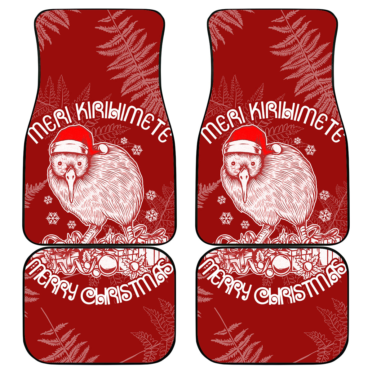 New Zealand Christmas Car Mats Silver Fern Mix Kiwi Bird Ver01 LT7 - Wonder Print Shop