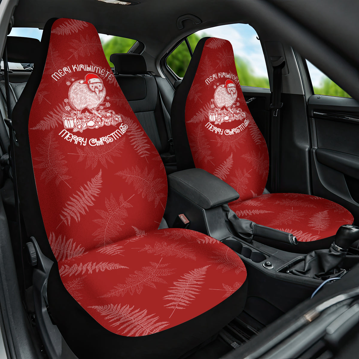 New Zealand Christmas Car Seat Cover Silver Fern Mix Kiwi Bird Ver01 LT7 - Wonder Print Shop