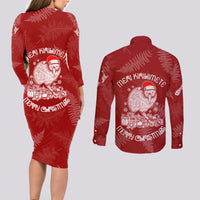 New Zealand Christmas Couples Matching Long Sleeve Bodycon Dress and Long Sleeve Button Shirts Silver Fern Mix Kiwi Bird Ver01 LT7 - Wonder Print Shop