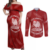New Zealand Christmas Couples Matching Off Shoulder Maxi Dress and Long Sleeve Button Shirts Silver Fern Mix Kiwi Bird Ver01 LT7 - Wonder Print Shop