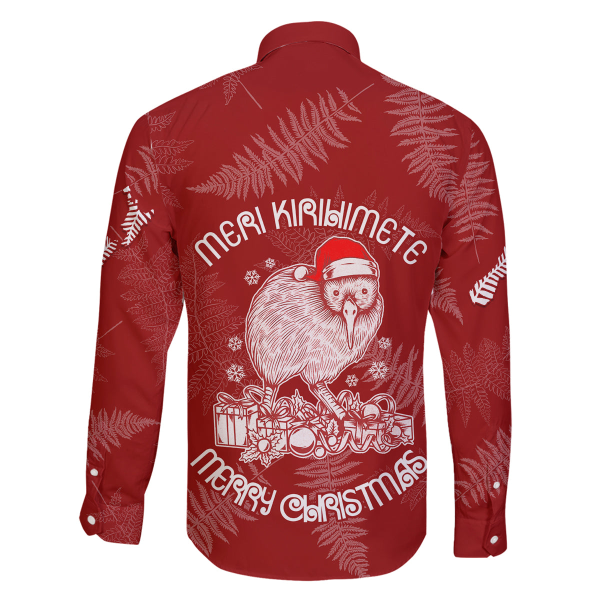 New Zealand Christmas Family Matching Off Shoulder Long Sleeve Dress and Hawaiian Shirt Silver Fern Mix Kiwi Bird Ver01 - Wonder Print Shop