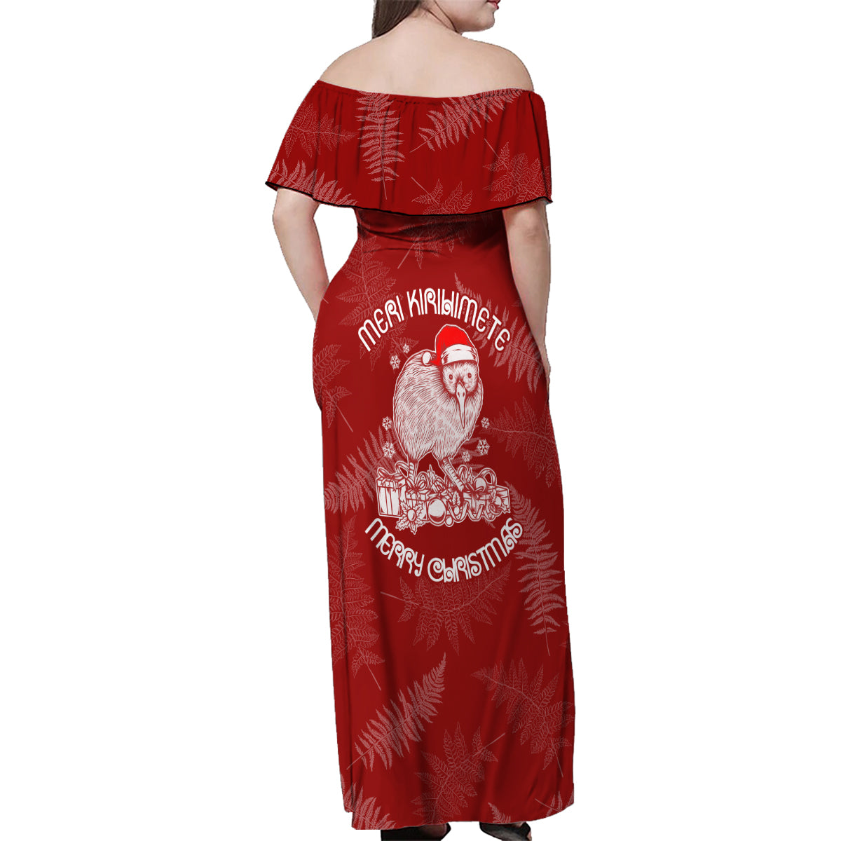 New Zealand Christmas Family Matching Off Shoulder Maxi Dress and Hawaiian Shirt Silver Fern Mix Kiwi Bird Ver01 LT7 - Wonder Print Shop