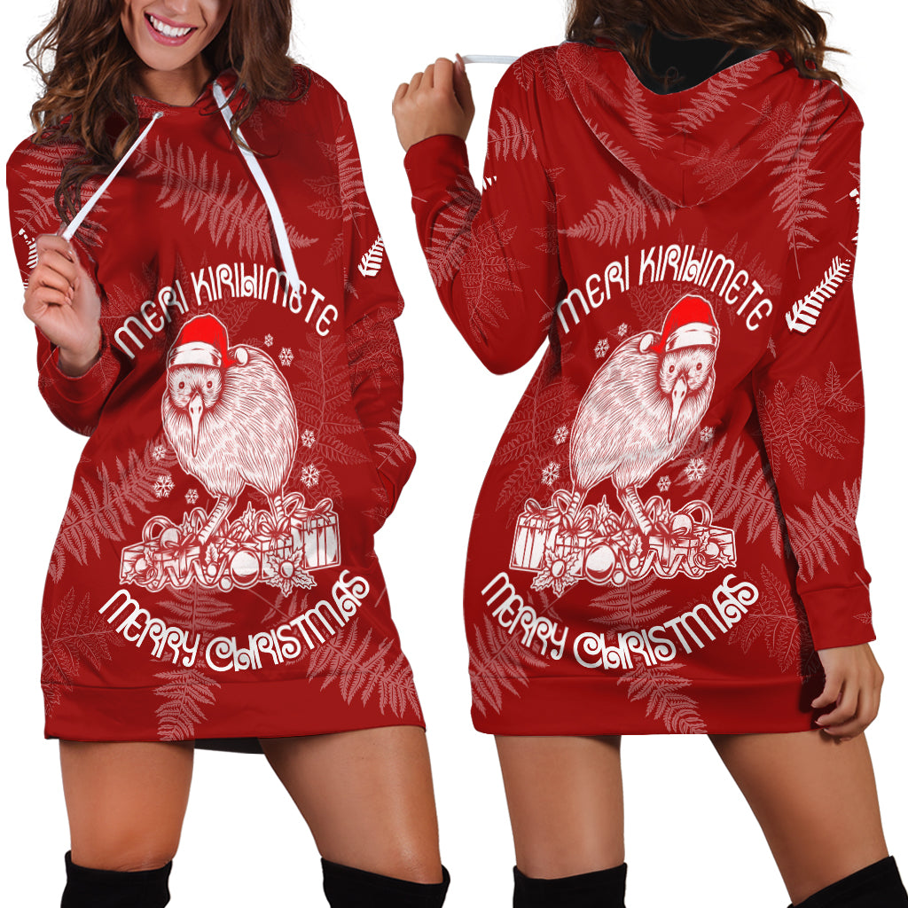 New Zealand Christmas Hoodie Dress Silver Fern Mix Kiwi Bird Ver01 - Wonder Print Shop