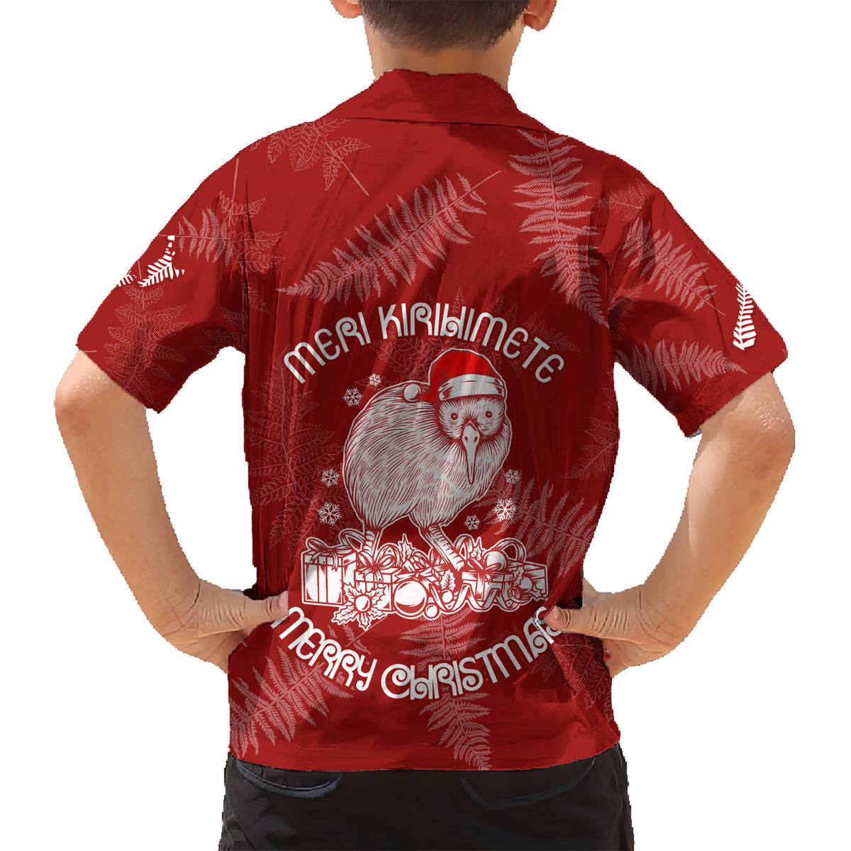 New Zealand Christmas Kid Hawaiian Shirt Silver Fern Mix Kiwi Bird Ver01 - Wonder Print Shop