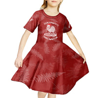 New Zealand Christmas Kid Short Sleeve Dress Silver Fern Mix Kiwi Bird Ver01 - Wonder Print Shop