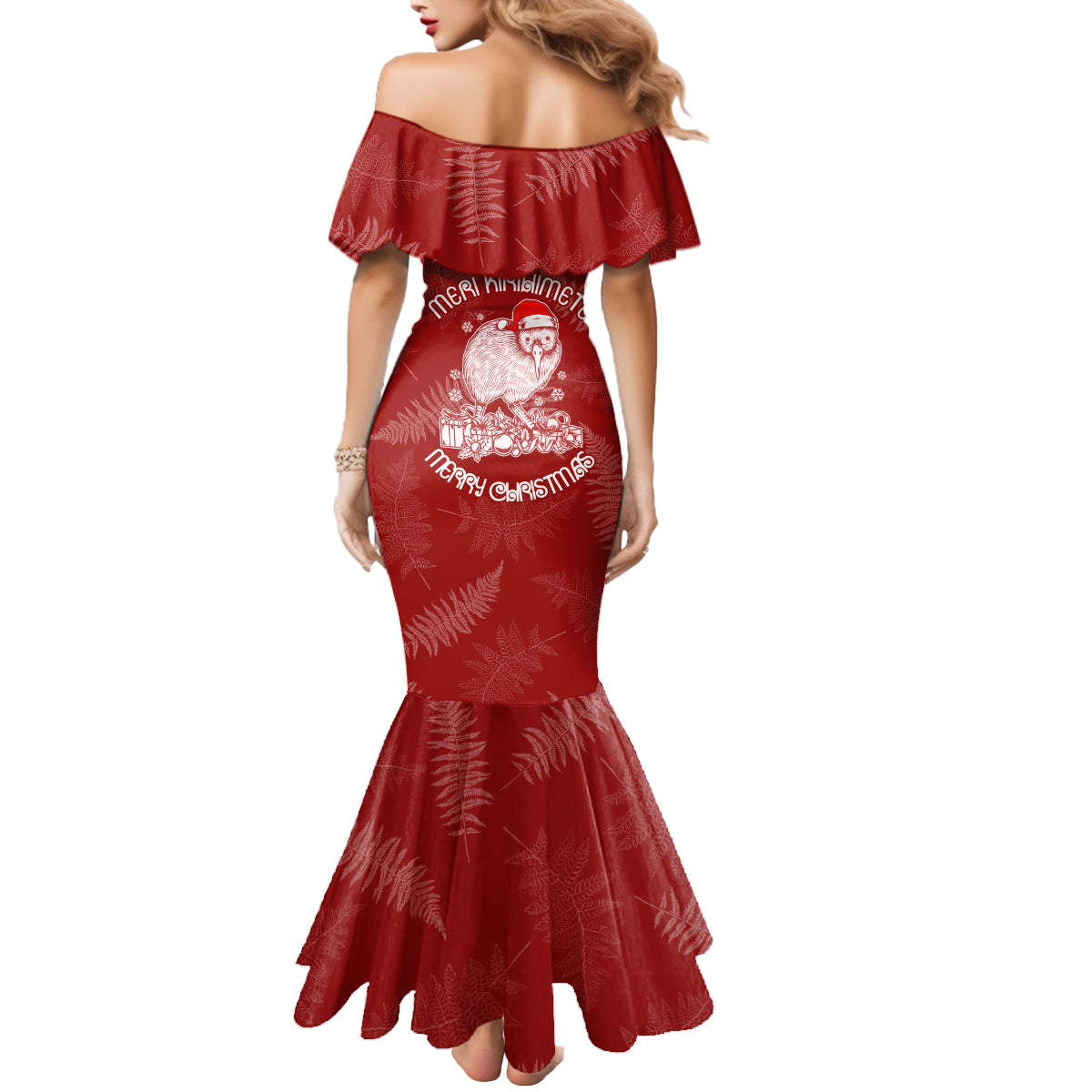 New Zealand Christmas Mermaid Dress Silver Fern Mix Kiwi Bird Ver01 - Wonder Print Shop