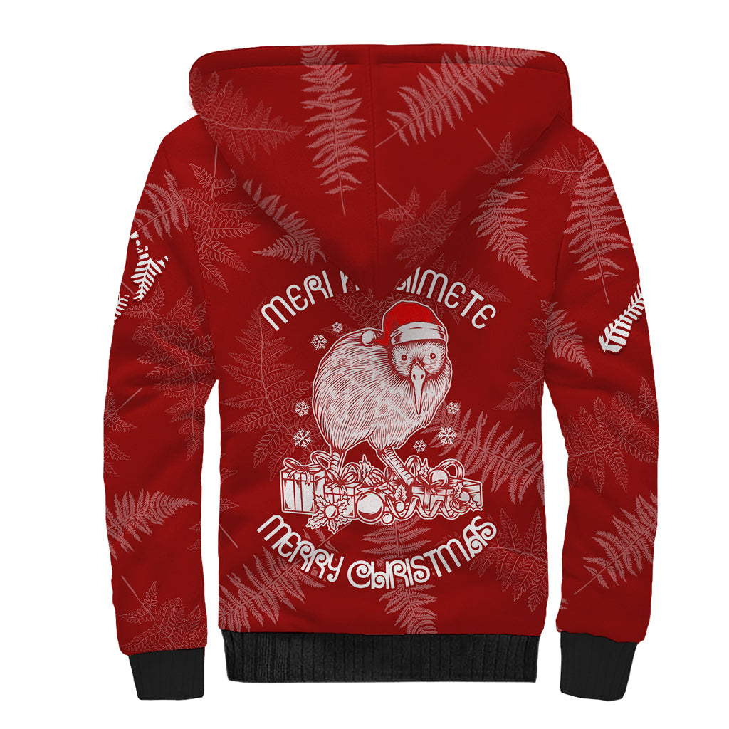 New Zealand Christmas Sherpa Hoodie Silver Fern Mix Kiwi Bird Ver01 - Wonder Print Shop