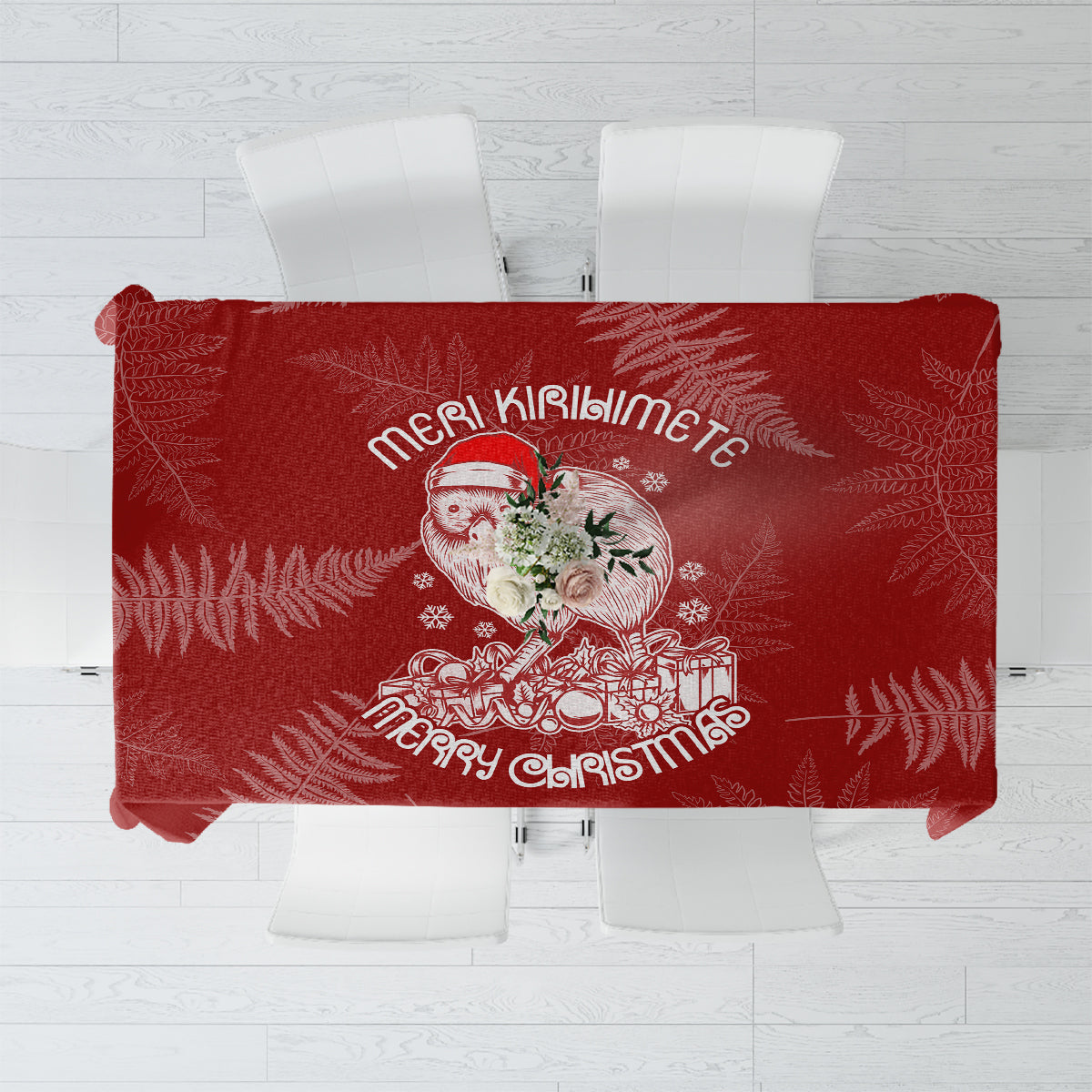 New Zealand Christmas Tablecloth Silver Fern Mix Kiwi Bird Ver01 - Wonder Print Shop