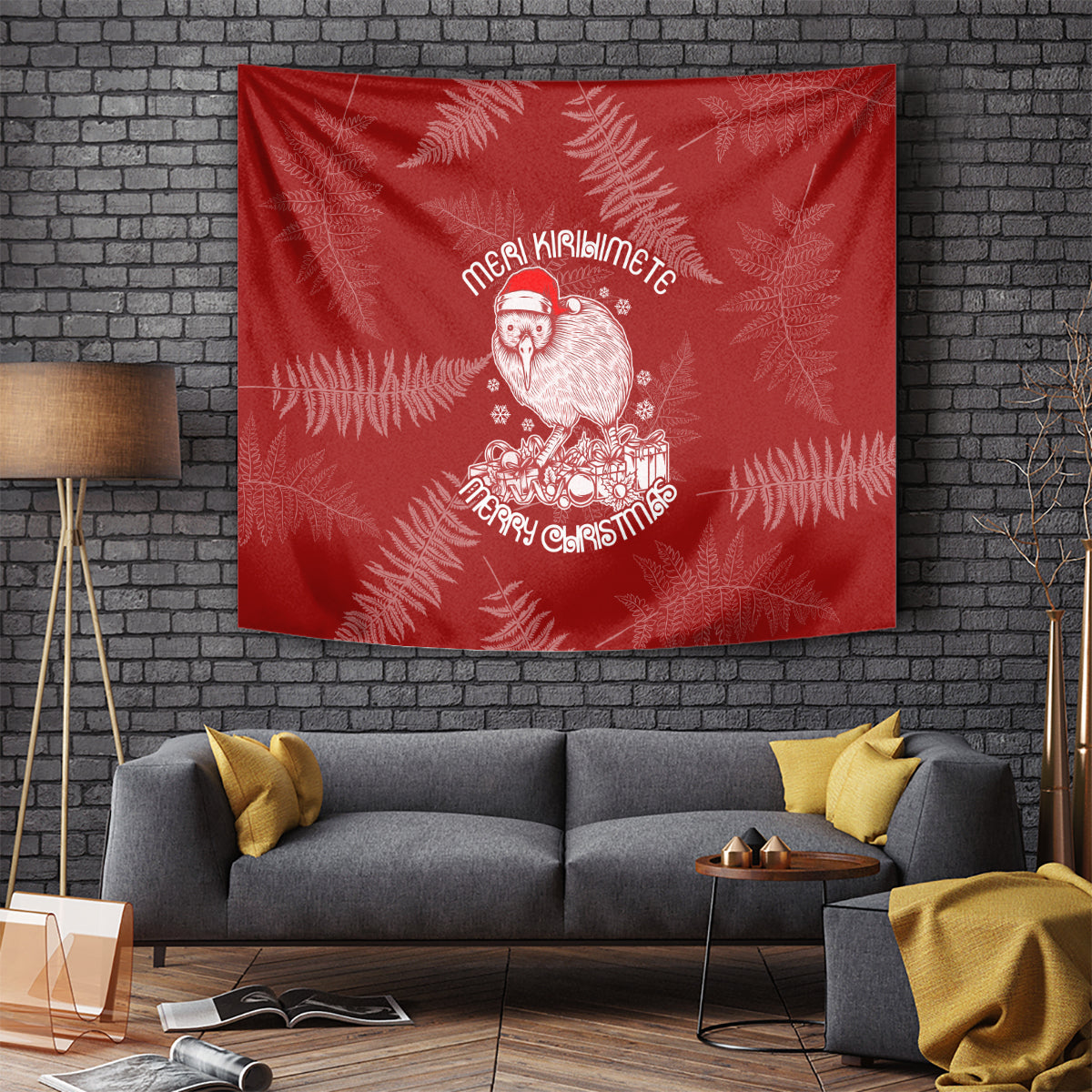 New Zealand Christmas Tapestry Silver Fern Mix Kiwi Bird Ver01 - Wonder Print Shop