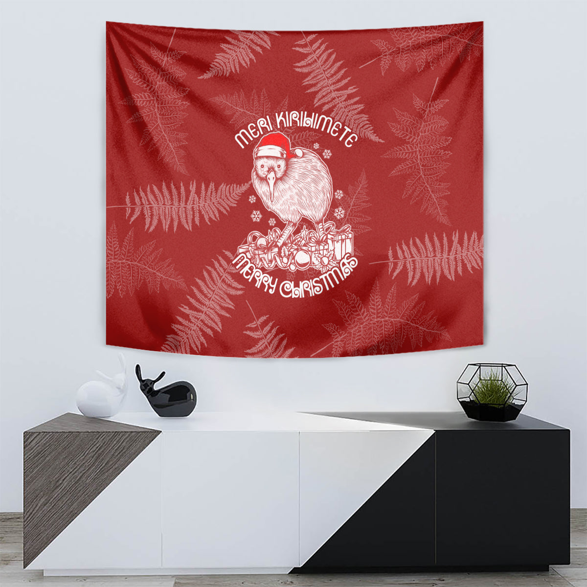 New Zealand Christmas Tapestry Silver Fern Mix Kiwi Bird Ver01 - Wonder Print Shop