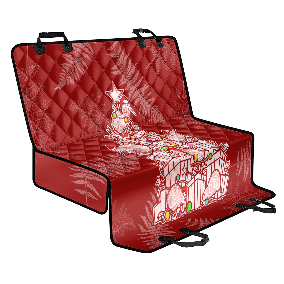 New Zealand Christmas Back Car Seat Cover Silver Fern Mix Kiwi Bird Ver02 LT7 - Wonder Print Shop