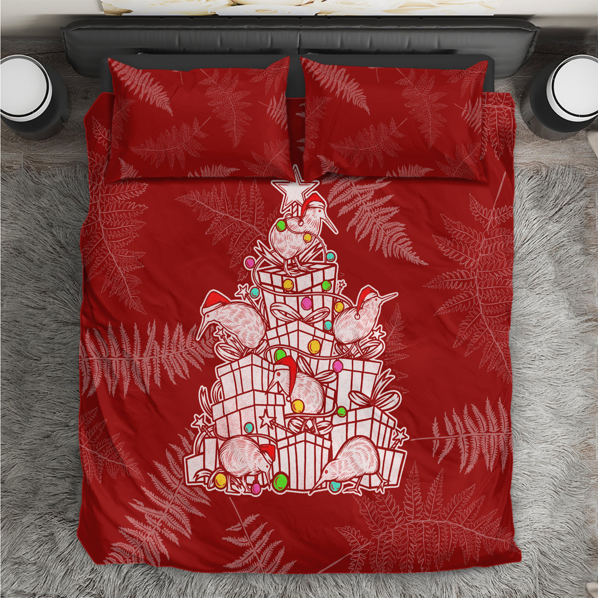 New Zealand Christmas Bedding Set Silver Fern Mix Kiwi Bird Ver02 LT7 - Wonder Print Shop