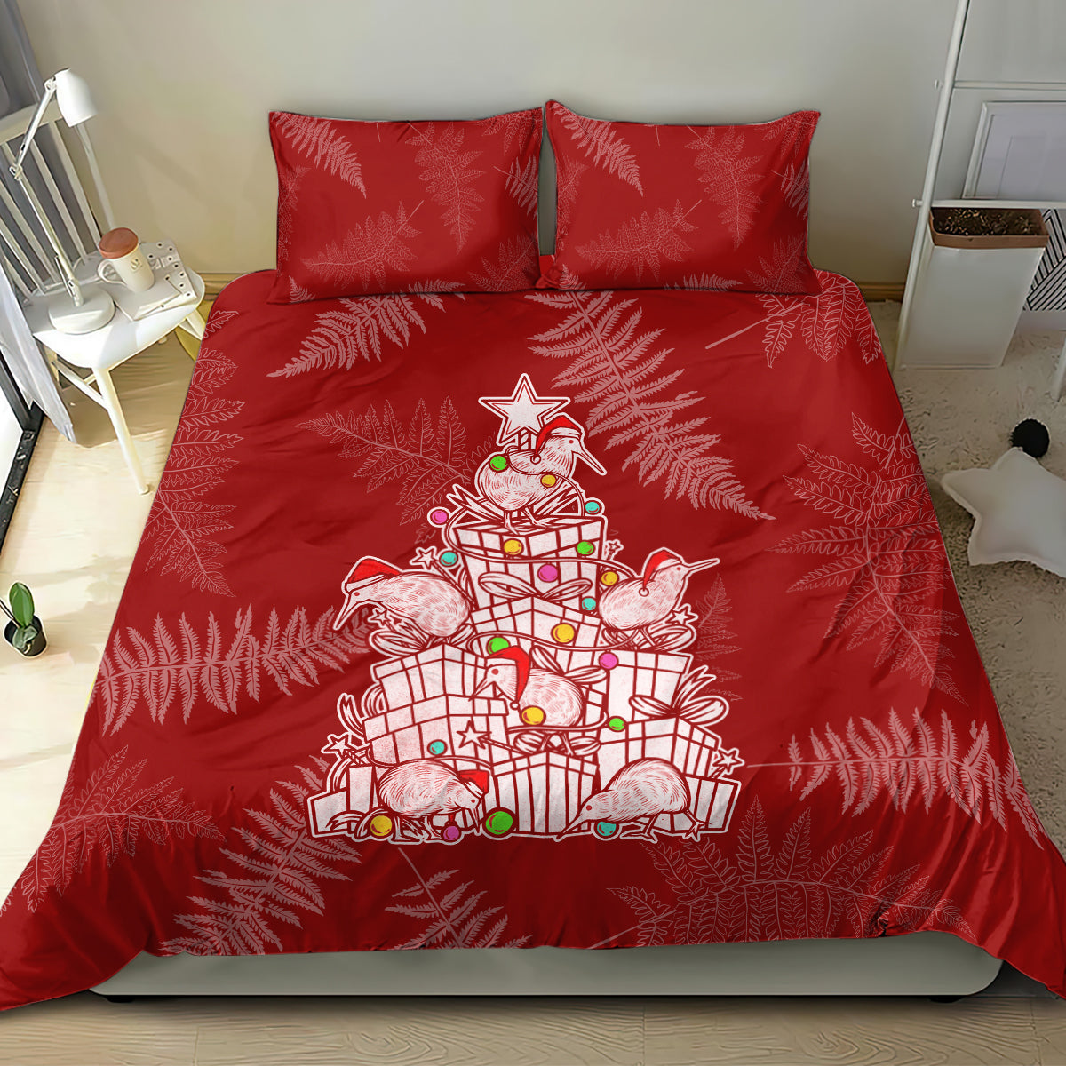 New Zealand Christmas Bedding Set Silver Fern Mix Kiwi Bird Ver02 LT7 - Wonder Print Shop