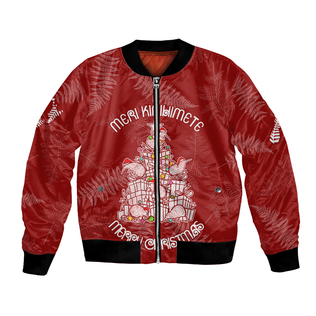 New Zealand Christmas Bomber Jacket Silver Fern Mix Kiwi Bird Ver02 LT7 - Wonder Print Shop