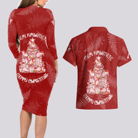 New Zealand Christmas Couples Matching Long Sleeve Bodycon Dress and Hawaiian Shirt Silver Fern Mix Kiwi Bird Ver02 LT7 - Wonder Print Shop