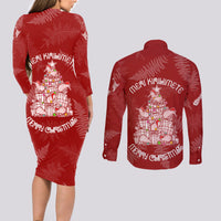 New Zealand Christmas Couples Matching Long Sleeve Bodycon Dress and Long Sleeve Button Shirts Silver Fern Mix Kiwi Bird Ver02 LT7 - Wonder Print Shop