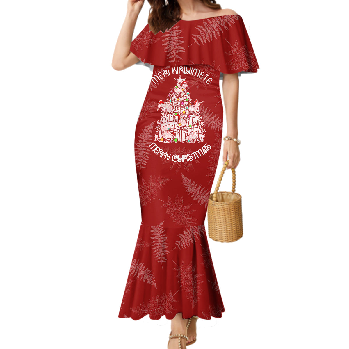 New Zealand Christmas Family Matching Mermaid Dress and Hawaiian Shirt Silver Fern Mix Kiwi Bird Ver02 LT7 - Wonder Print Shop