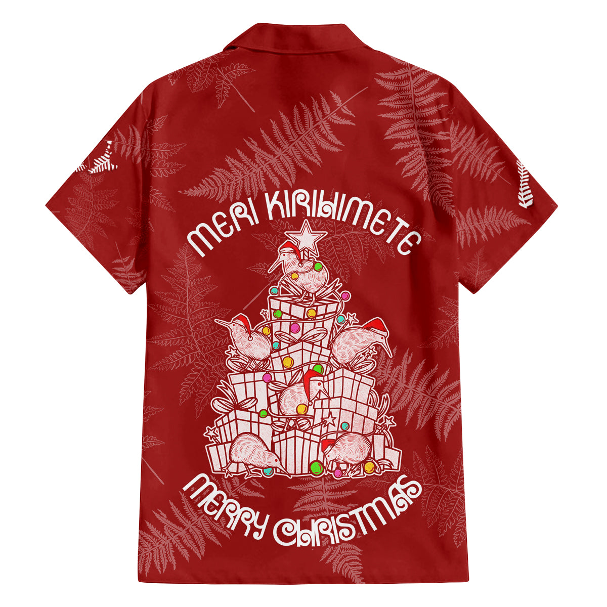 New Zealand Christmas Family Matching Off Shoulder Long Sleeve Dress and Hawaiian Shirt Silver Fern Mix Kiwi Bird Ver02 - Wonder Print Shop