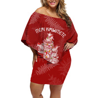 New Zealand Christmas Family Matching Off Shoulder Short Dress and Hawaiian Shirt Silver Fern Mix Kiwi Bird Ver02 LT7 - Wonder Print Shop