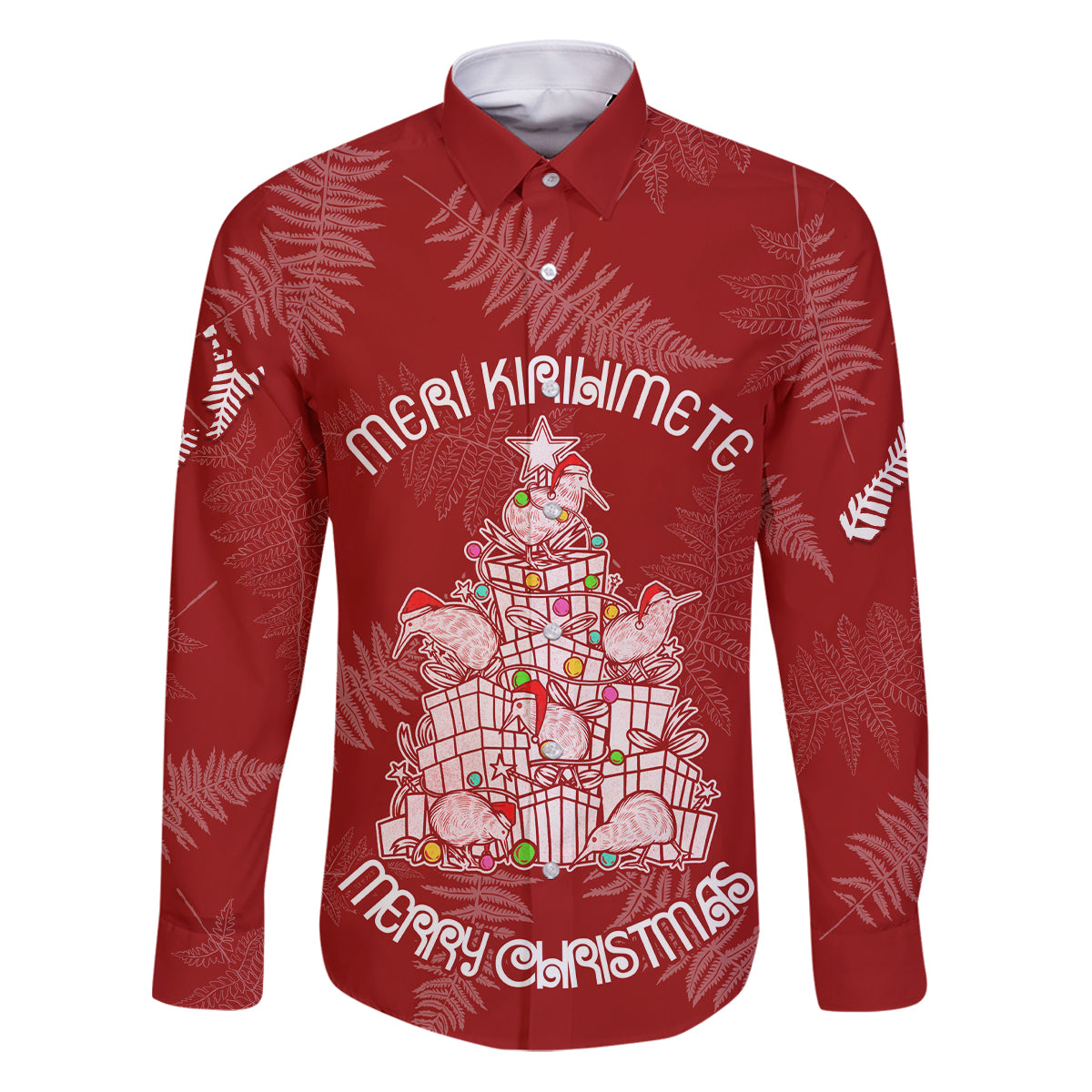 New Zealand Christmas Family Matching Puletasi Dress and Hawaiian Shirt Silver Fern Mix Kiwi Bird Ver02 - Wonder Print Shop