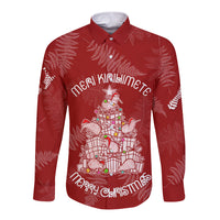 New Zealand Christmas Long Sleeve Button Shirt Silver Fern Mix Kiwi Bird Ver02 - Wonder Print Shop
