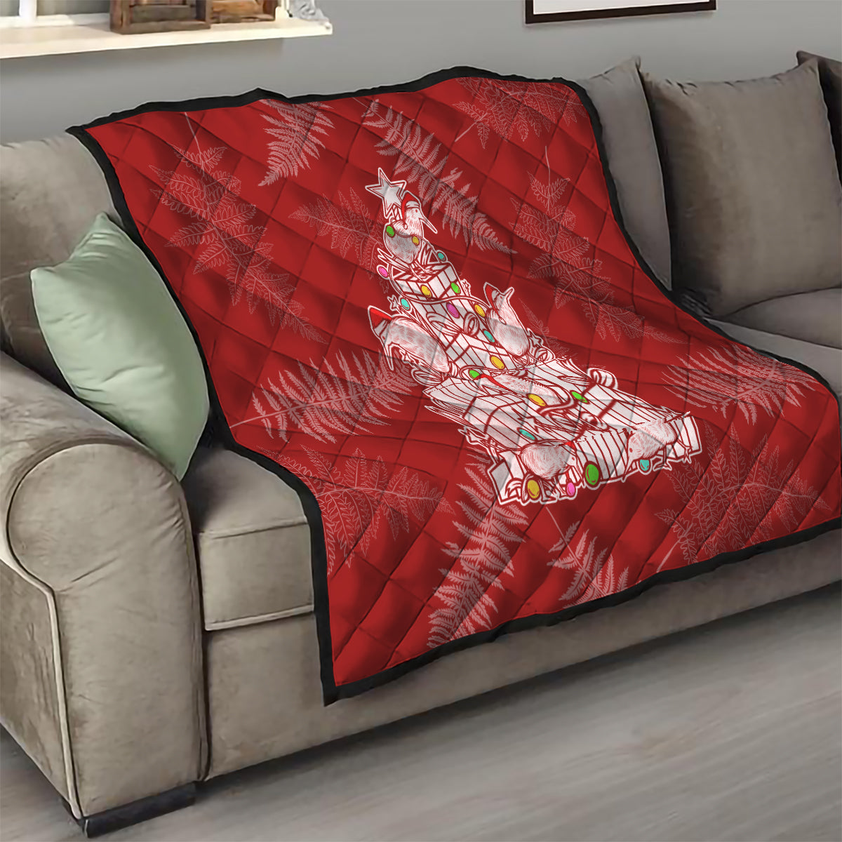 New Zealand Christmas Quilt Silver Fern Mix Kiwi Bird Ver02 - Wonder Print Shop