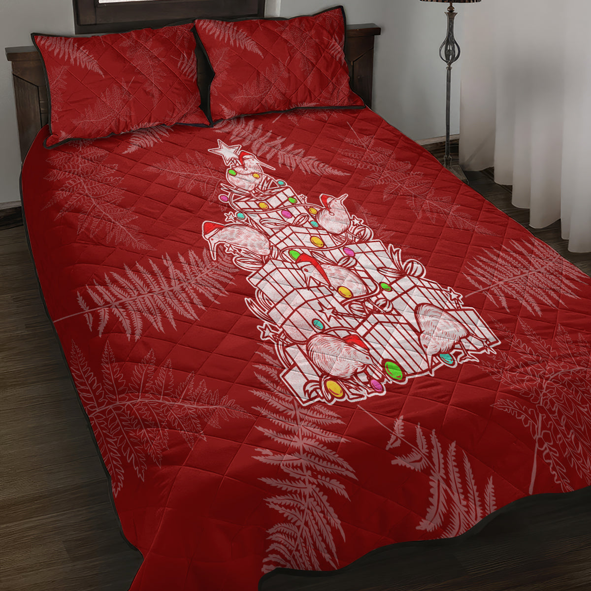 New Zealand Christmas Quilt Bed Set Silver Fern Mix Kiwi Bird Ver02 - Wonder Print Shop