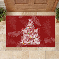 New Zealand Christmas Rubber Doormat Silver Fern Mix Kiwi Bird Ver02 - Wonder Print Shop