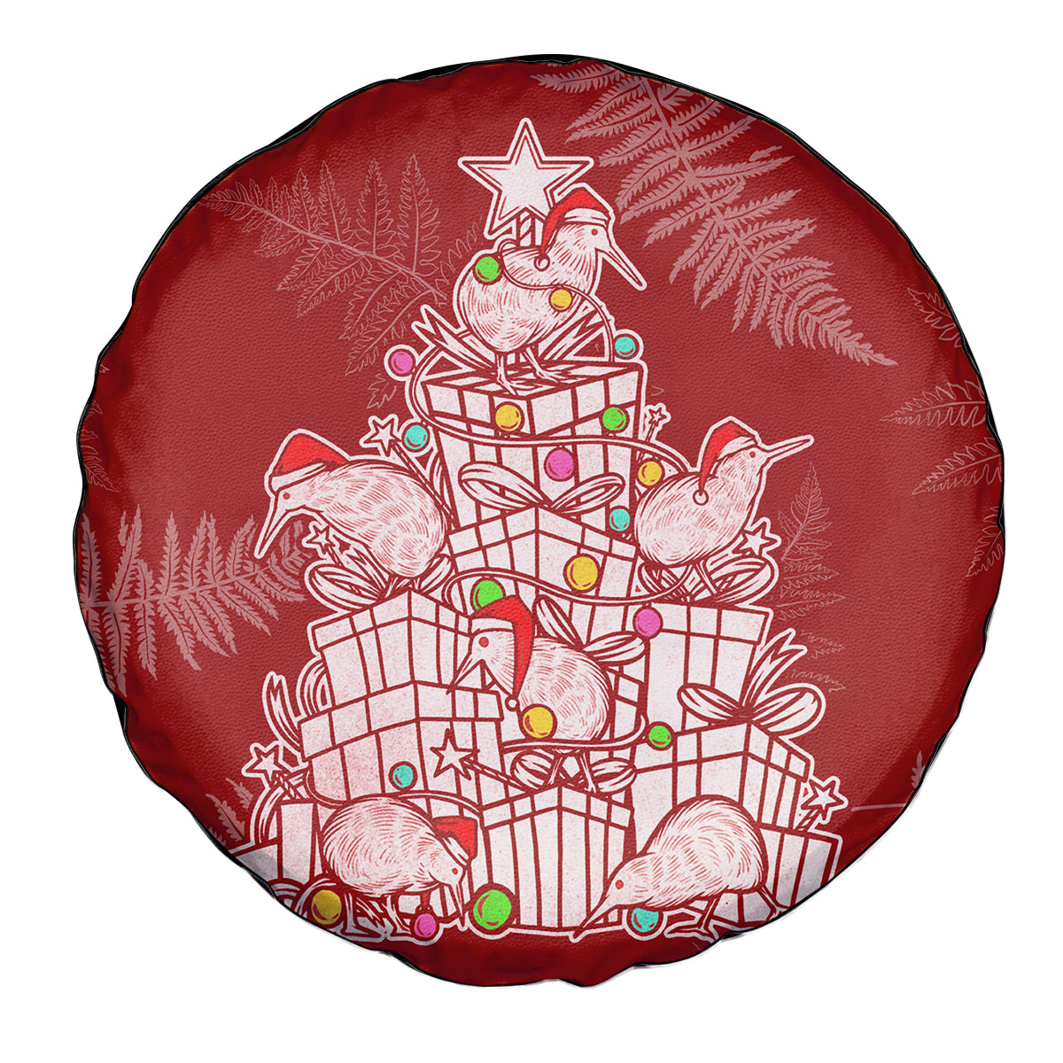 New Zealand Christmas Spare Tire Cover Silver Fern Mix Kiwi Bird Ver02 - Wonder Print Shop