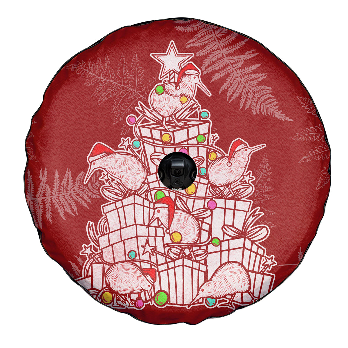 New Zealand Christmas Spare Tire Cover Silver Fern Mix Kiwi Bird Ver02 - Wonder Print Shop