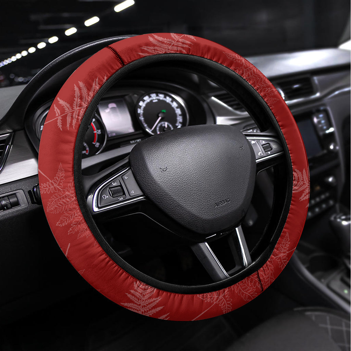 New Zealand Christmas Steering Wheel Cover Silver Fern Mix Kiwi Bird Ver02 - Wonder Print Shop