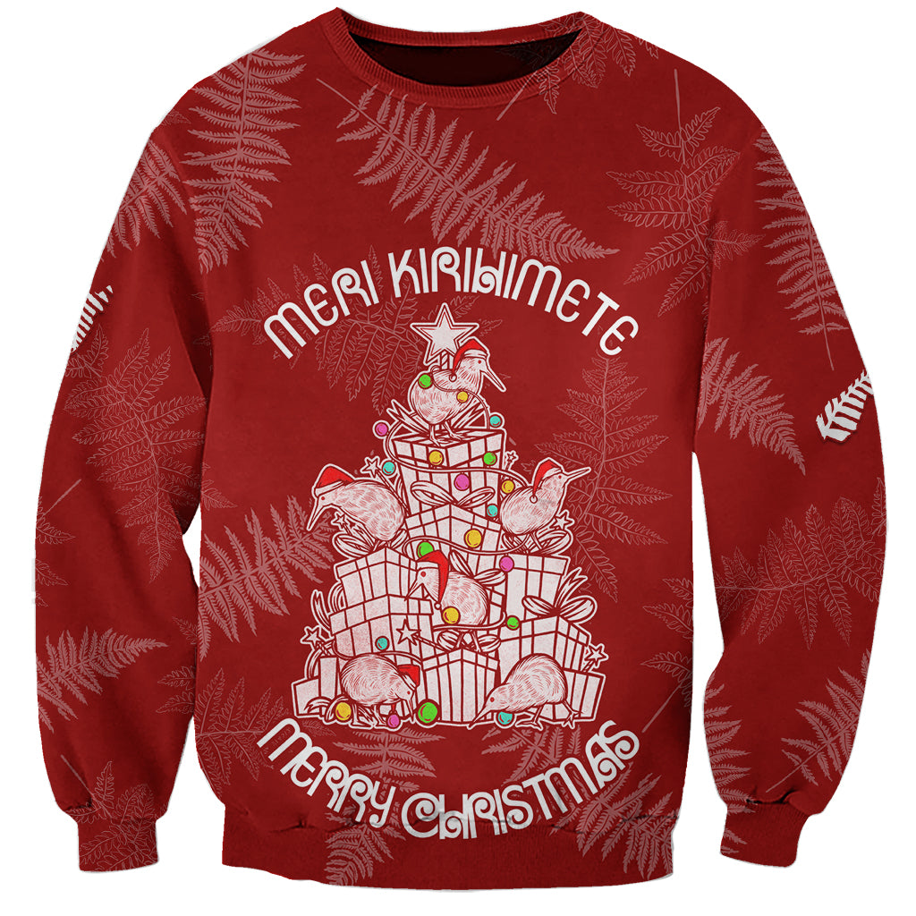 New Zealand Christmas Sweatshirt Silver Fern Mix Kiwi Bird Ver02 - Wonder Print Shop