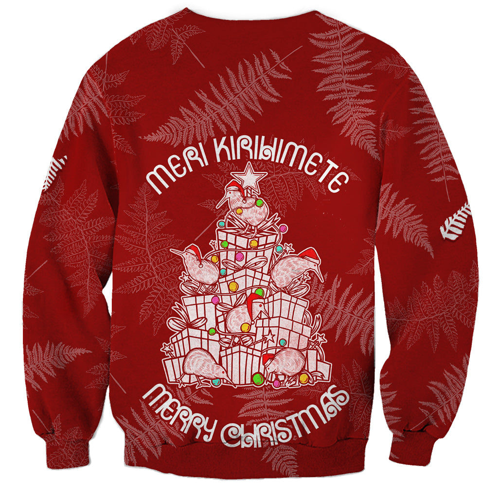New Zealand Christmas Sweatshirt Silver Fern Mix Kiwi Bird Ver02 - Wonder Print Shop