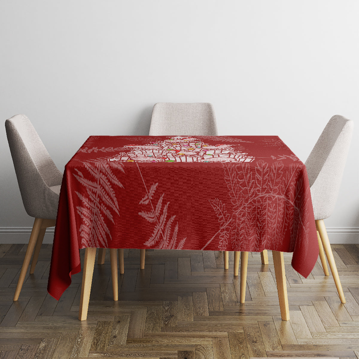 New Zealand Christmas Tablecloth Silver Fern Mix Kiwi Bird Ver02 - Wonder Print Shop