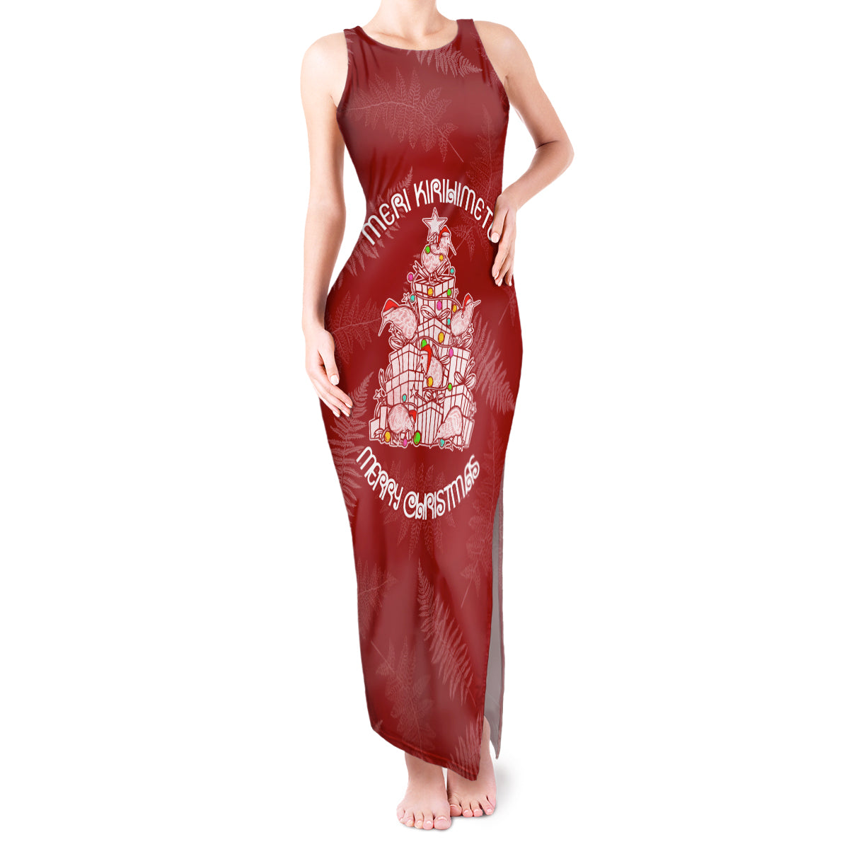 New Zealand Christmas Tank Maxi Dress Silver Fern Mix Kiwi Bird Ver02 - Wonder Print Shop