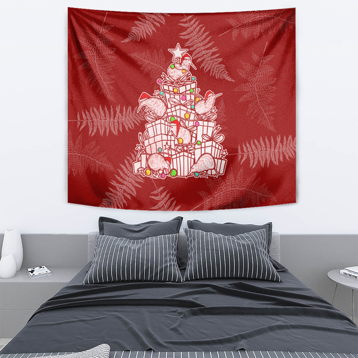New Zealand Christmas Tapestry Silver Fern Mix Kiwi Bird Ver02 - Wonder Print Shop