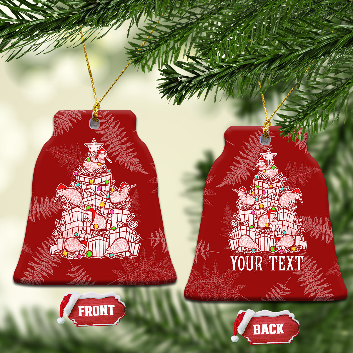 New Zealand Christmas Ceramic Ornament Silver Fern Mix Kiwi Bird Ver02 LT7 - Wonder Print Shop