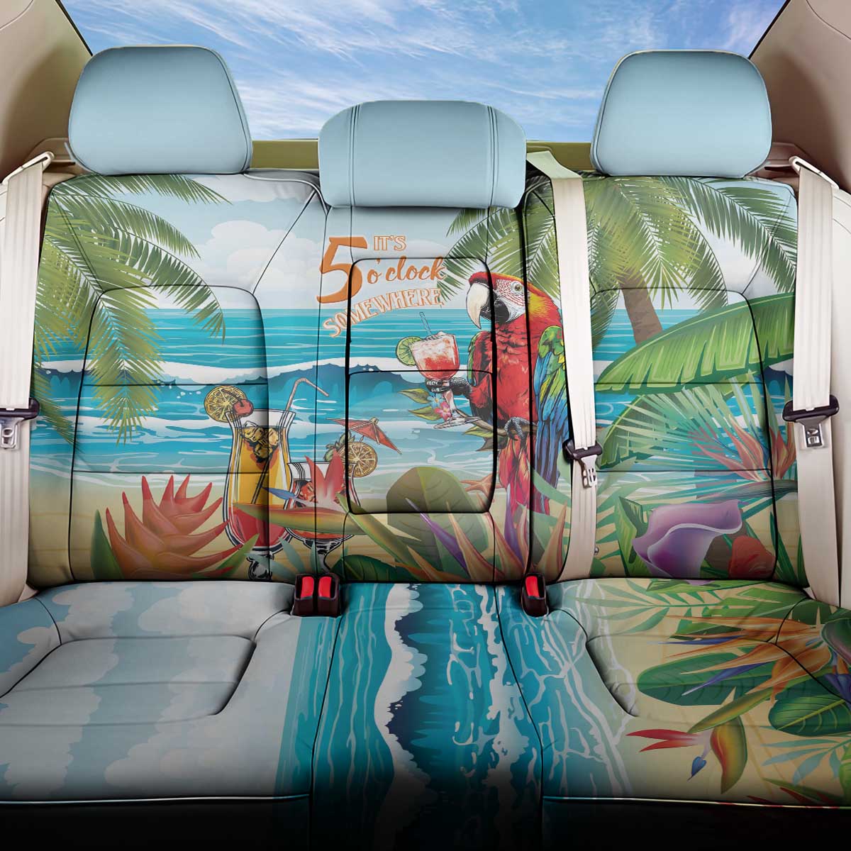 Aloha Hawaii Christmas Back Car Seat Cover It's 5 o'clock Somewhere LT7 - Wonder Print Shop