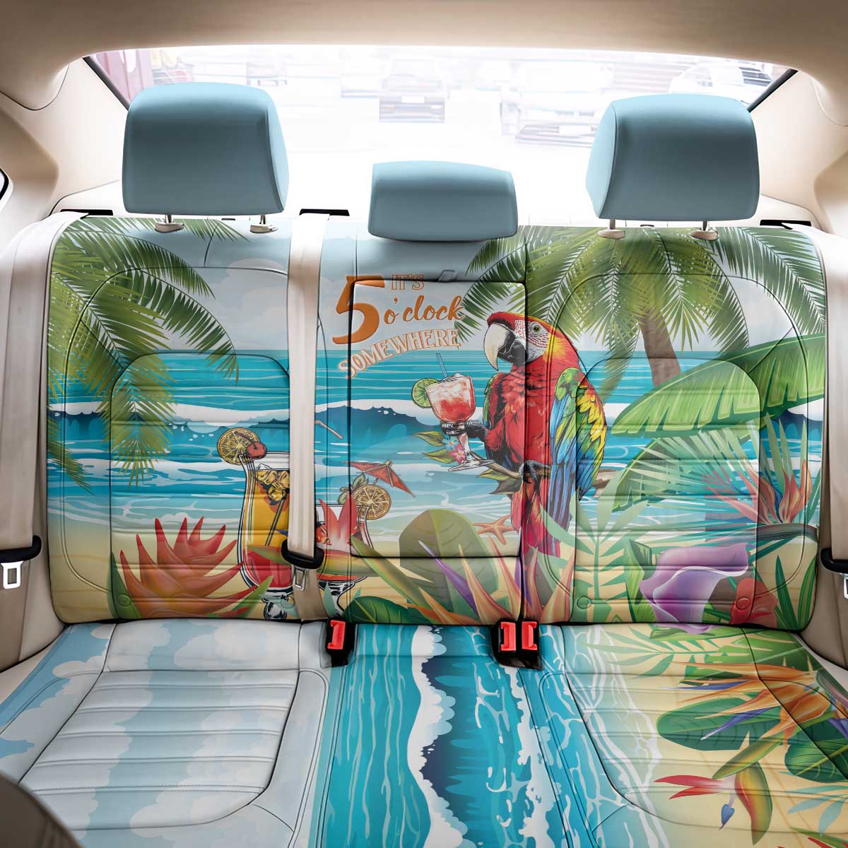 Aloha Hawaii Christmas Back Car Seat Cover It's 5 o'clock Somewhere LT7 - Wonder Print Shop